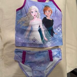 Girls Purple Frozen Two-Piece Swimsuit